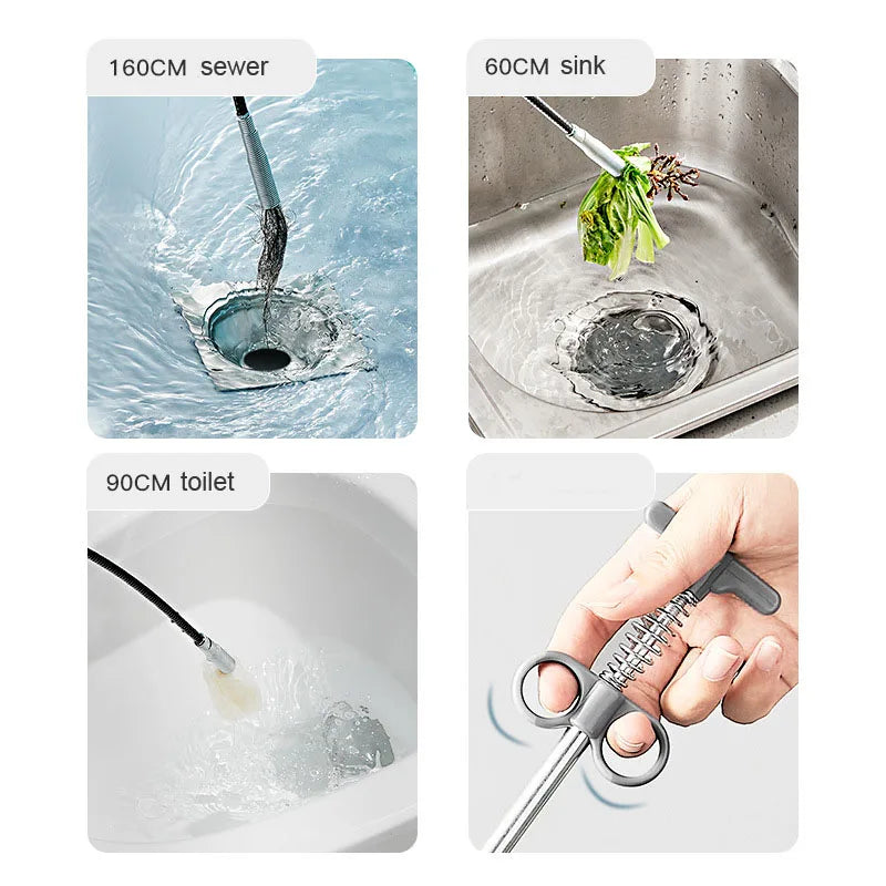 Snake Spring Pipe Bathroom Hair Cleaning Tool