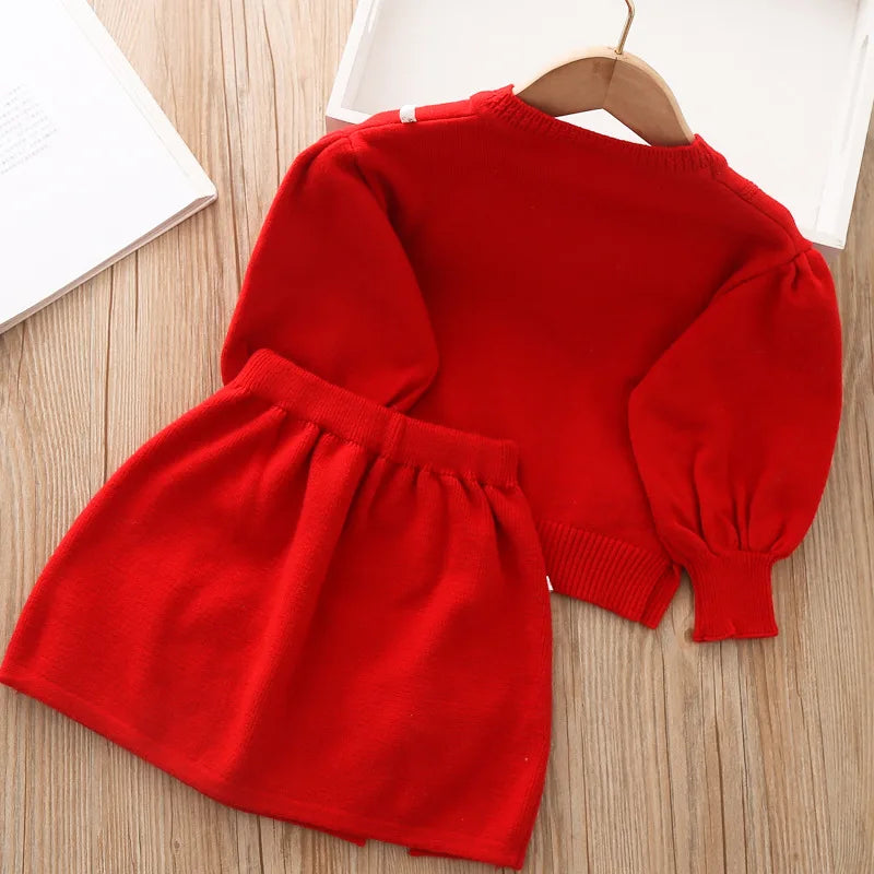 Girls' Sweater & Skirt Set for School