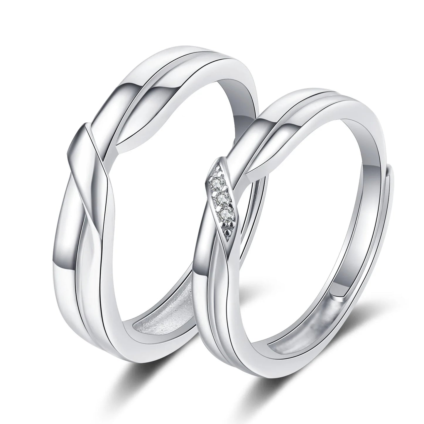 2Pcs Simple and Elegant Moissanite Platinum Wedding Rings