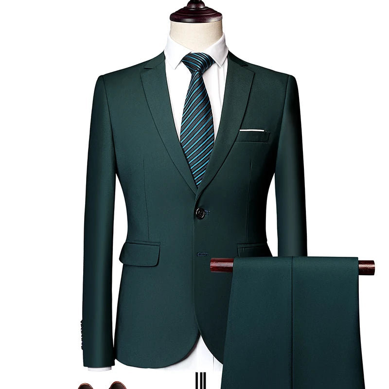 2 Pieces Men's Casual Business Suit Set