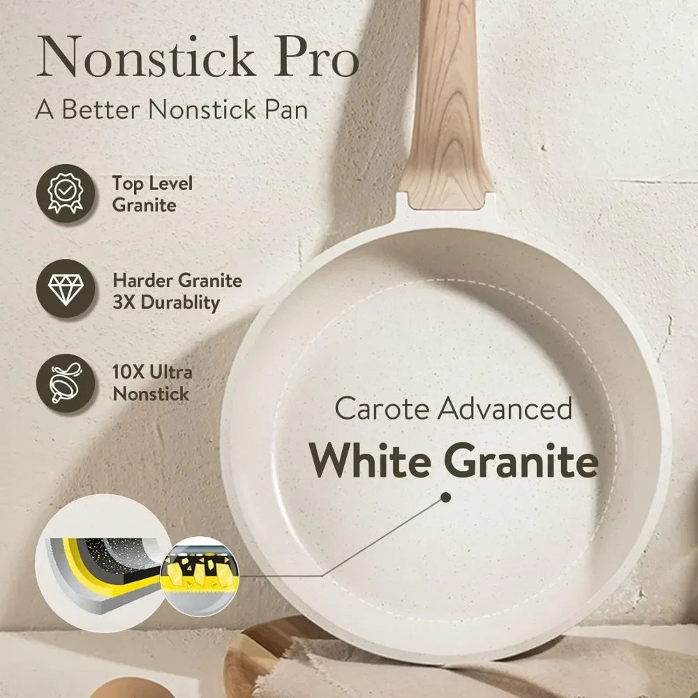 3-7 Piece Nonstick Cookware Set - Granite Finish