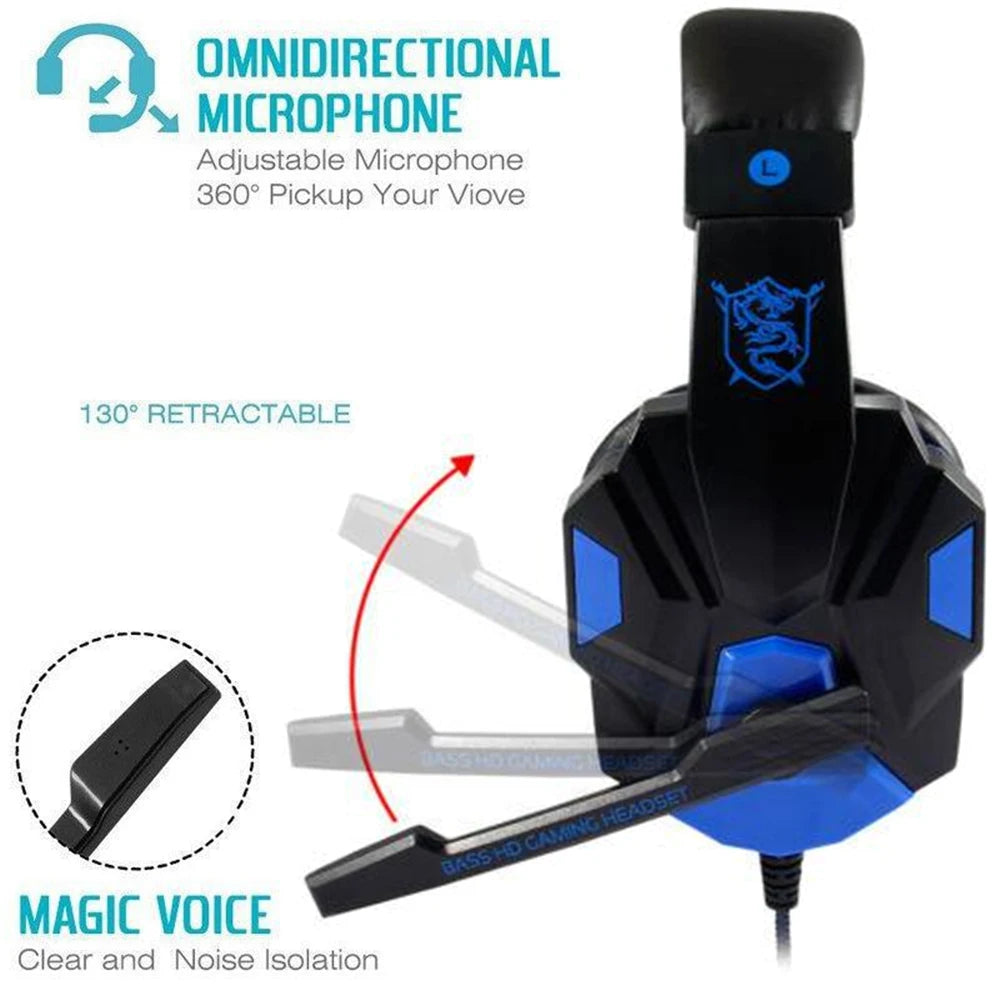 Wired PS4/PS5/Xbox/Smartphone/PC Headset 120° Adjustable Gamer Noise Cancelling Microphone Headset