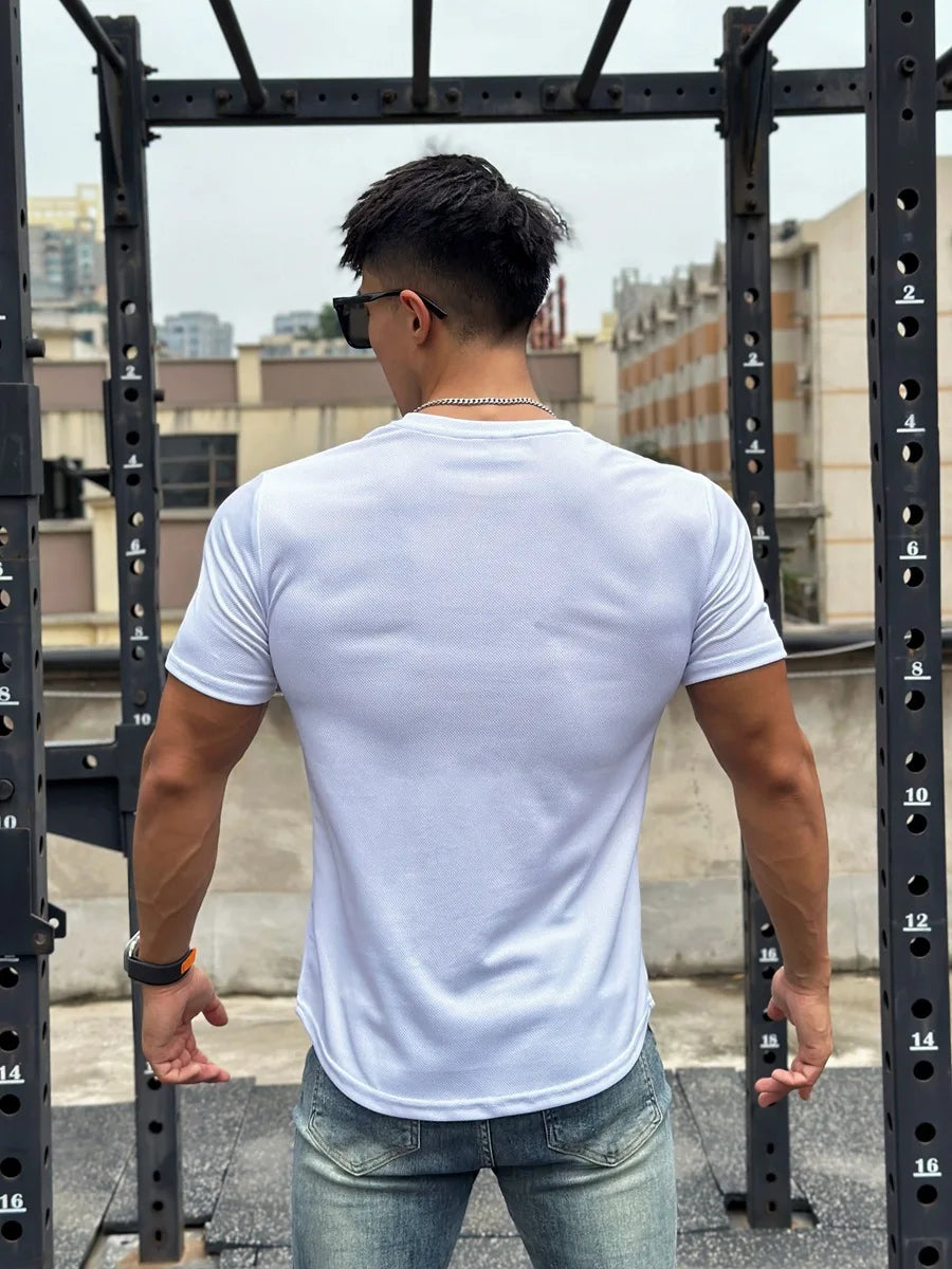 Men Short Sleeve Fitness T Shirt - High Quality Tops Clothing