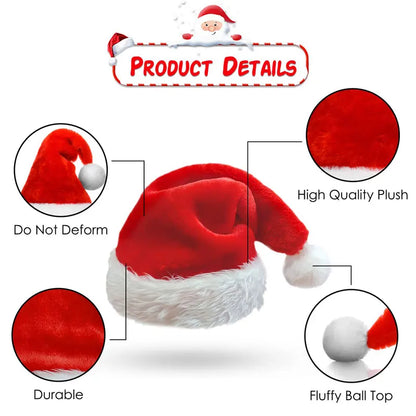 Long Plush Christmas Santa Hat for All Ages