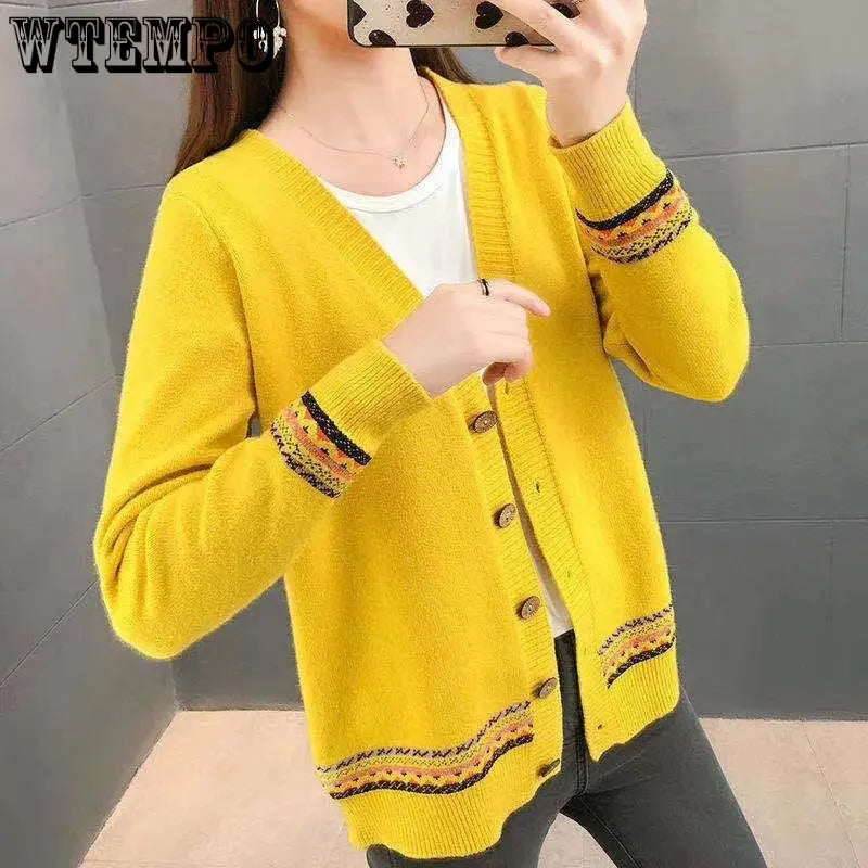 Stylish Loose V-Neck Korean Knitted Cardigan