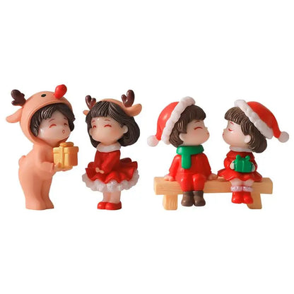 Mini Christmas Couple Figurines Garden Ornament