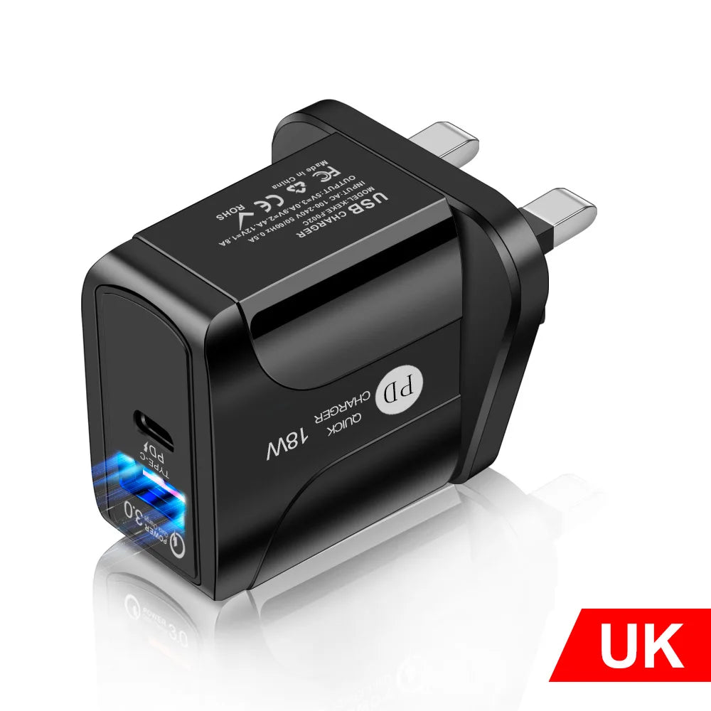 5V 2A EU 2 USB Power Adapter - Fast Mobile Phone Wall PD Charger