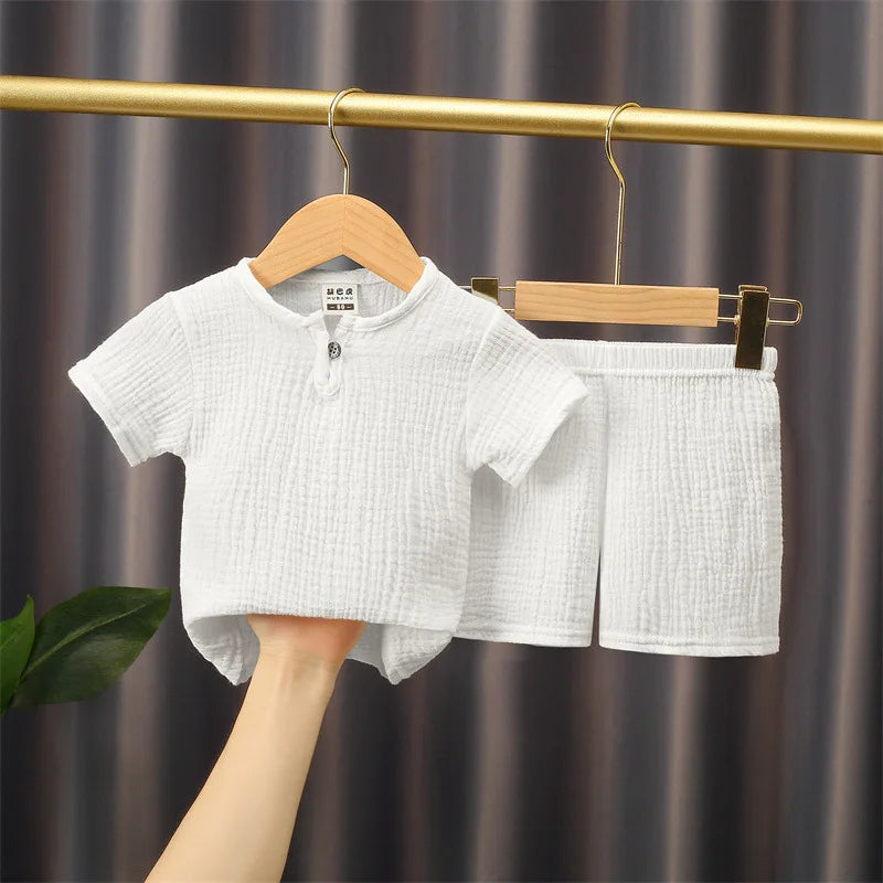 Cotton Linen T-Shirt and Shorts Set