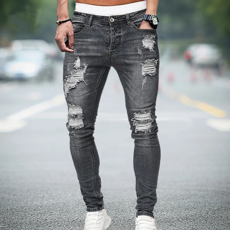 Zerrissene Skinny Jeans mit Knieloch für Herren