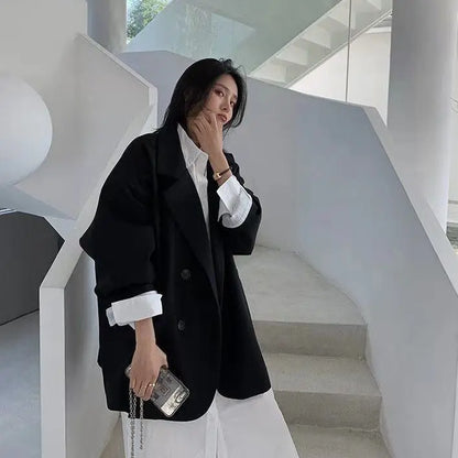 Chic Oversize Black Blazer for Spring & Autumn