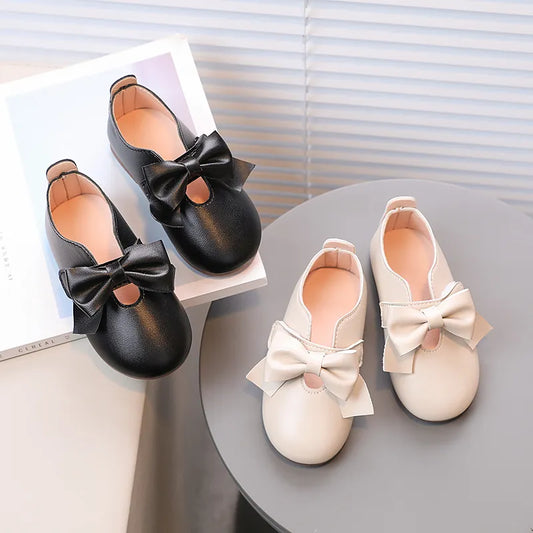 Baby-Mädchen-Schuhe aus Leder mit Schleife