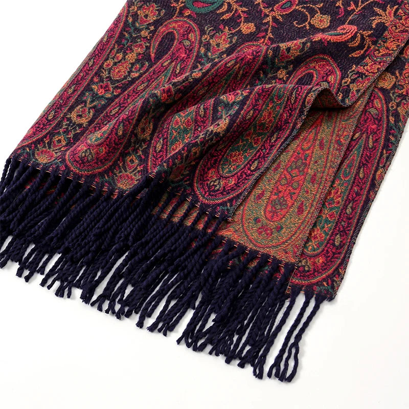 Winter Warm Cashmere Scarf- Embroidered Pashmina Wrap