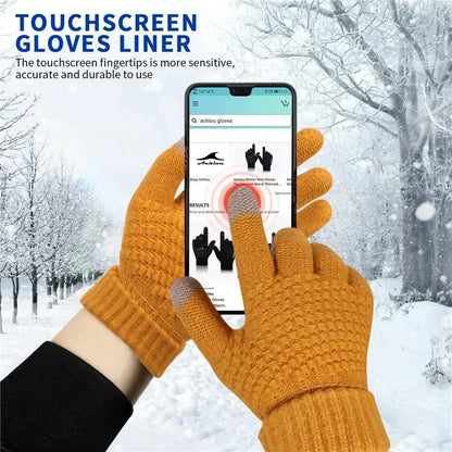 Warme Winterhandschuhe aus Strick – Touchscreen-kompatibel