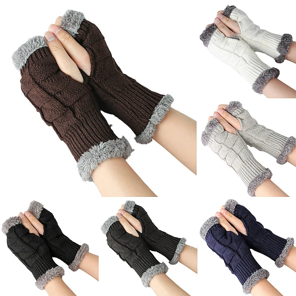 Fingerlose Armstulpen aus Fleece-Strick für Damen