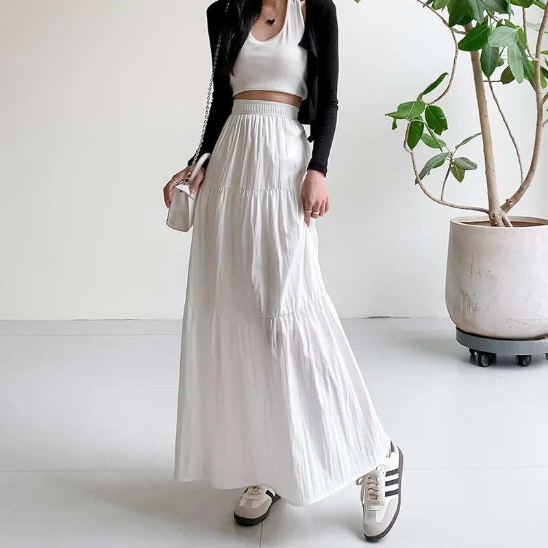 White Long Y2K Skirt for Women