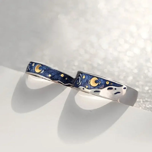 Van Gogh Starry Sky Couple Rings