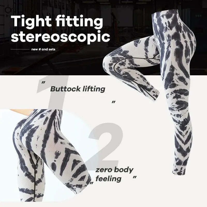 Legging de yoga tie-dye sans couture Fitness Chic