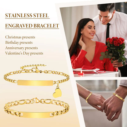 Individuelles Paar-Armband-Set aus Edelstahl