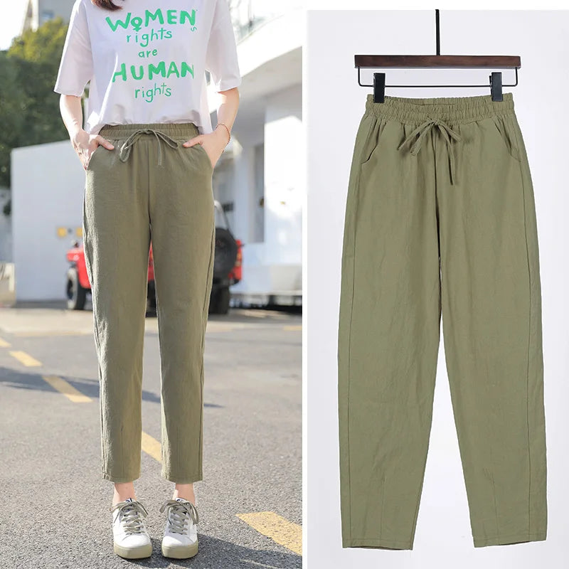 Women's Spring Summer Elastic Waist Harem Pants