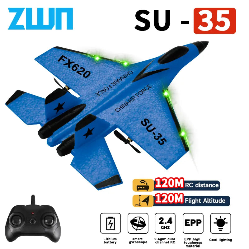 LED Lights 2.4G RC SU35 Aircraft Glider