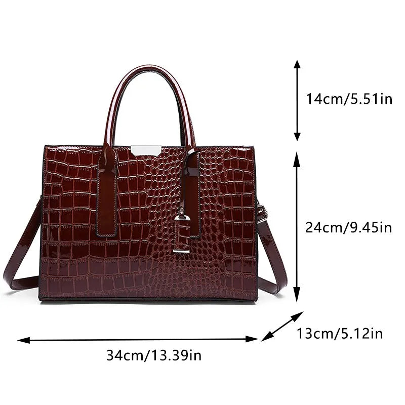 Sac à main pour femme de grande capacité à imprimé crocodile