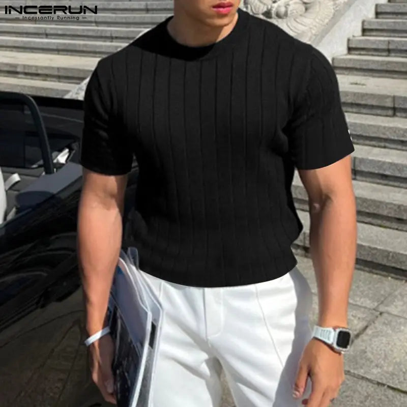 Men Knitted O-Neck Well Fitting T-shirts