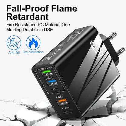 65w Fast Charger Mobile Charging Head Pd Plus 3usb Travel Multi Interface Charger Adapter