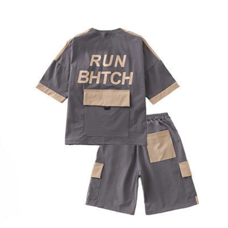 Kids' Summer Letter Print Tee & Shorts Set