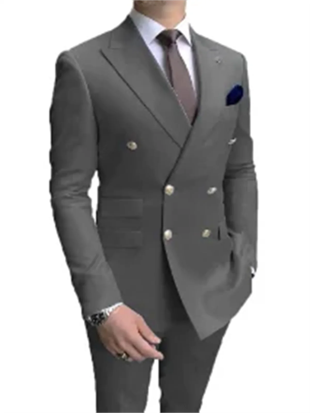 Lässiges, zweireihiges Anzugset in Himmelblau