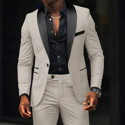 Men's Slim Fit 2 Piece Lapel Blazer Wedding Suits