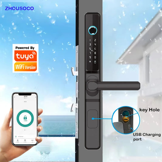 Waterproof Tuya Fingerprint Smart Door Lock