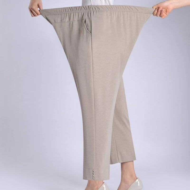 Plus Size High Elastic Straight Leg Pants