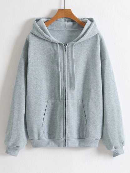 Damen Fleece-Kapuzenpullover mit Reißverschluss, Sportbekleidung