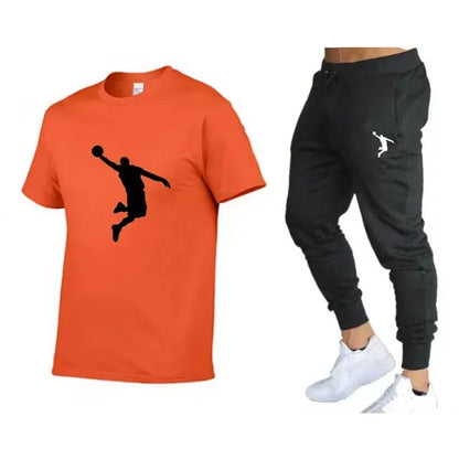 Men's Luxury Designer Tracksuit: T-Shirt & Pants Set