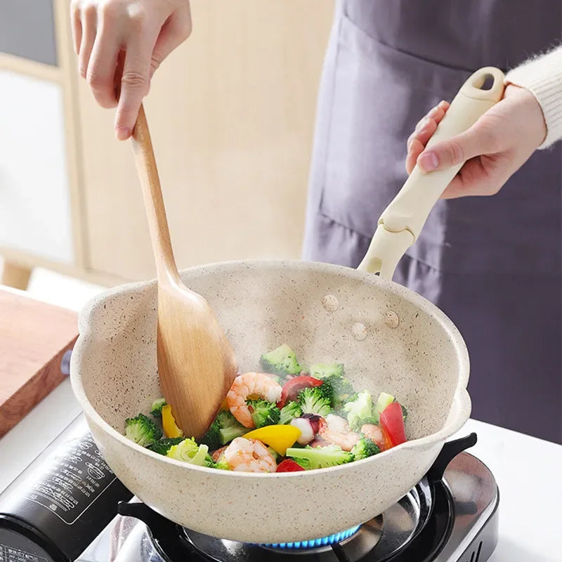 Durable Maifan Stone Non-Stick Wok Pan