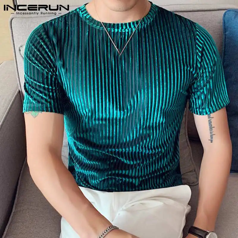 Men Casual T Shirt - Round Neck Solid Color Streetwear