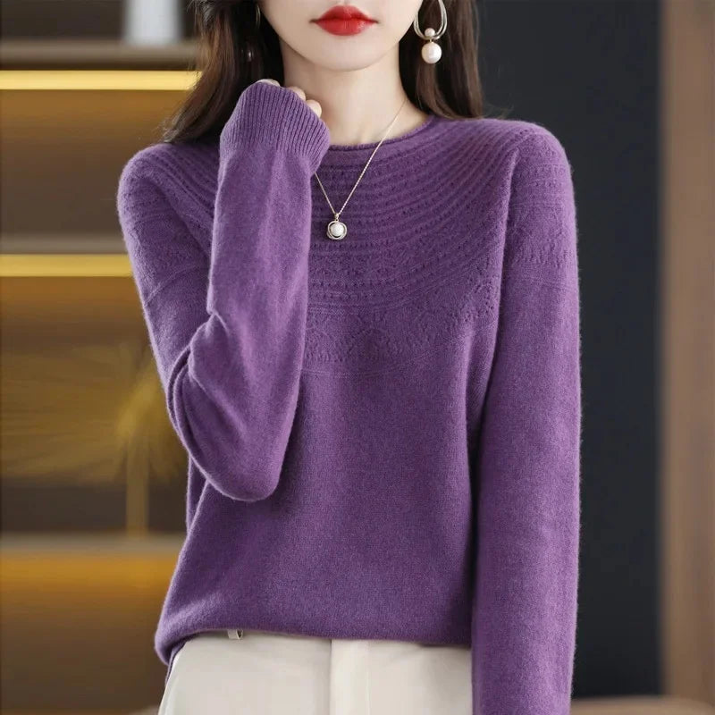 Women's Loose Knitted Woolen Roll Neck Sweater