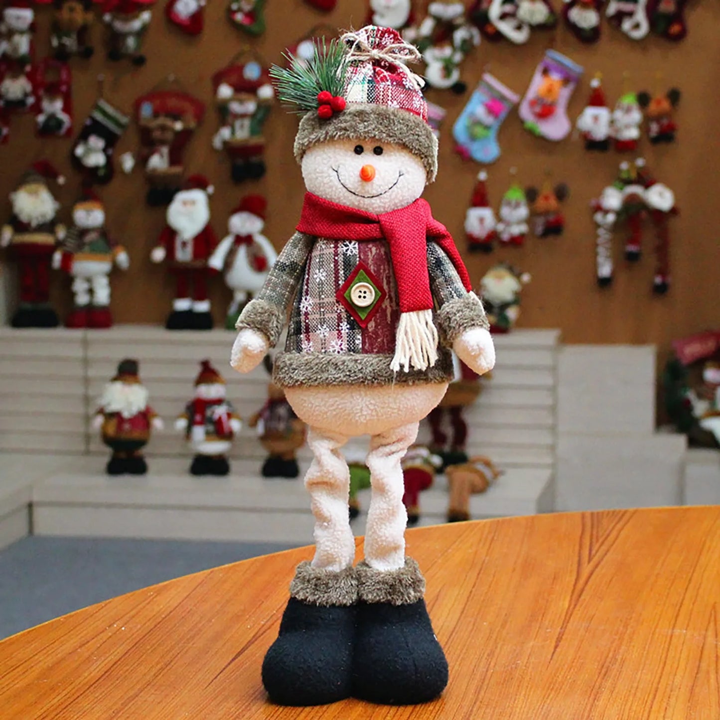 3PCS Standing Christmas Dolls Reindeer, Snowman & Santa Ornament Cheer