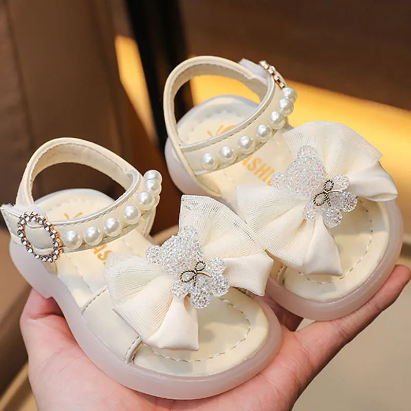 Princess Sandals with Bear Bow for Girls