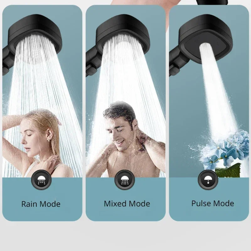 High Pressure 3 Modes Adjustable One-Key Stop Water Shower Head Massage Sprayer