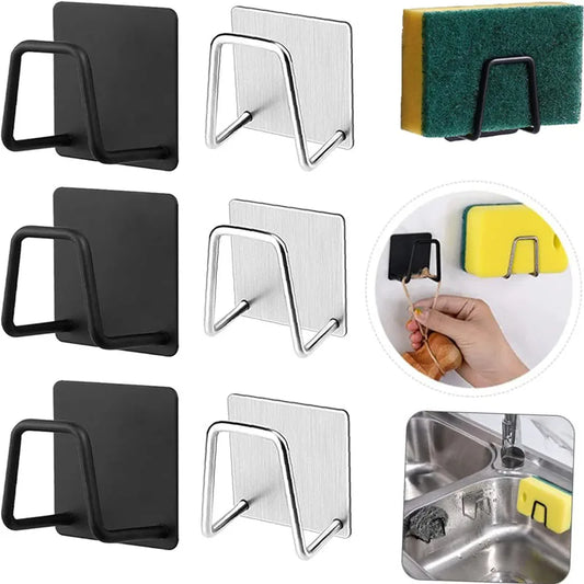 Porte-éponges de cuisine auto-adhésif en acier inoxydable