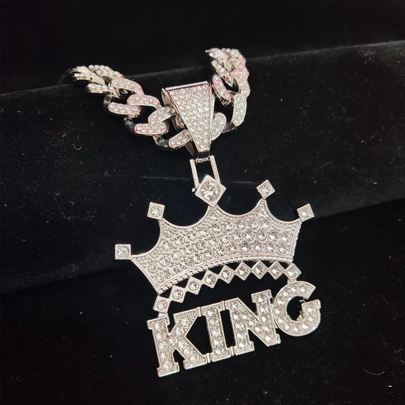 Chaîne cubaine King avec couronne creuse de style rue, 1 pièce