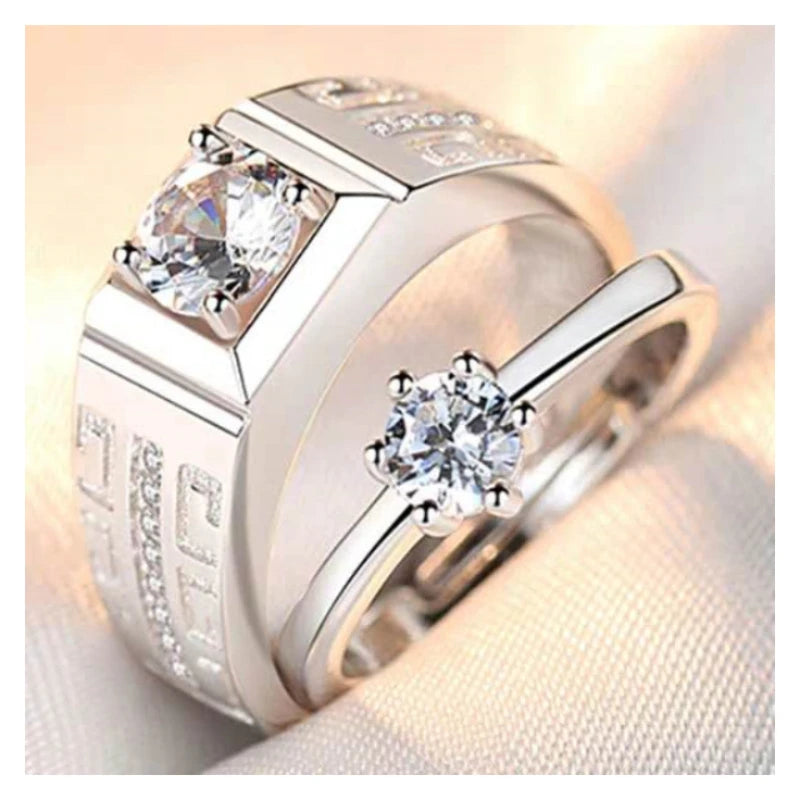 Bagues de couple d'anniversaire esthétique assorties avec cœur d'amour