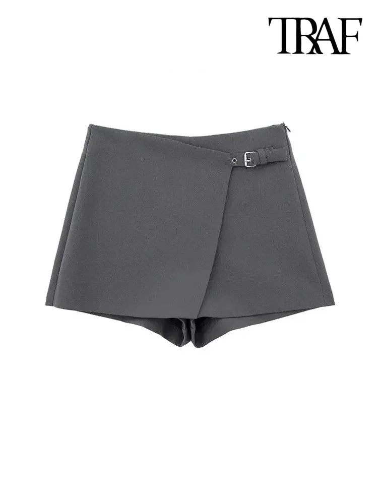 Asymmetrische Skorts mit hoher Taille für Damen