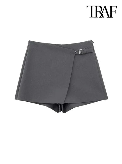 Jupes-shorts asymétriques taille haute pour femmes
