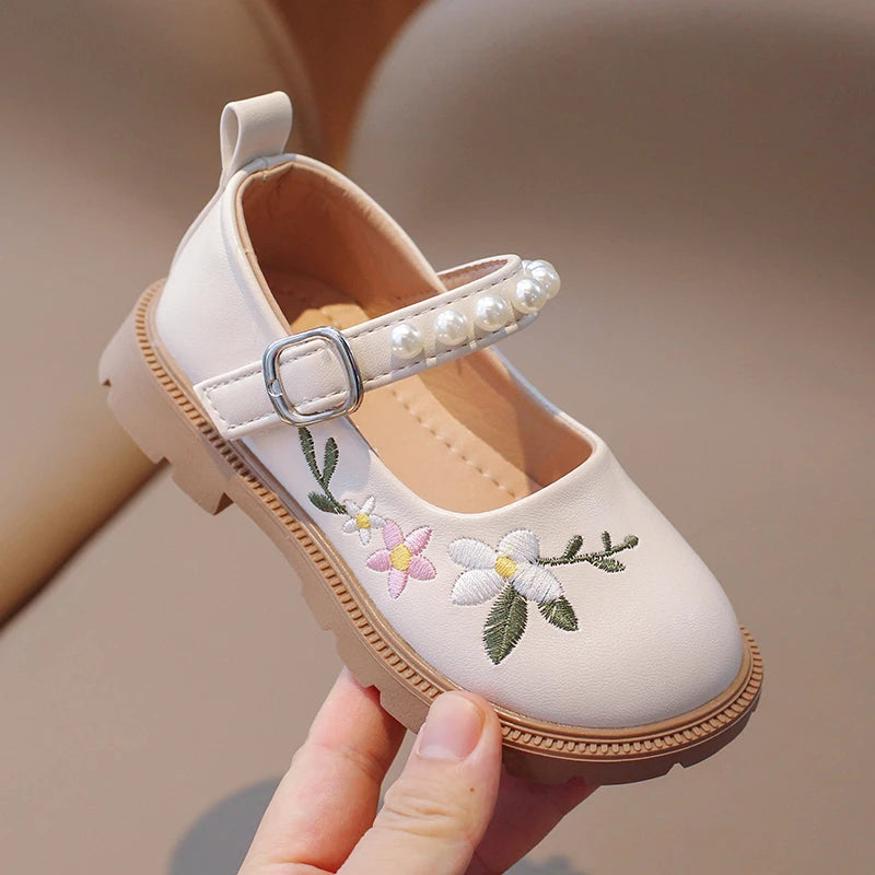 Baby-Mädchen-Blumen-Lederschuhe