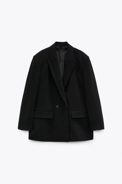 Blazer croisé à manches longues et revers pour femme