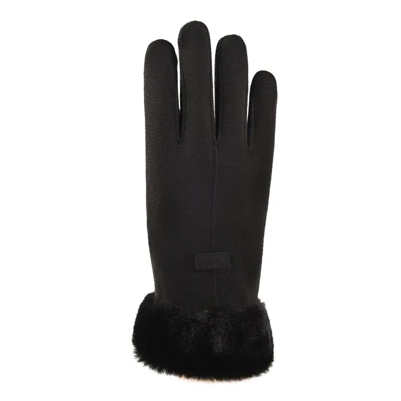 Women's Winter Furry Gloves - Full-Finger Touchscreen Mittens