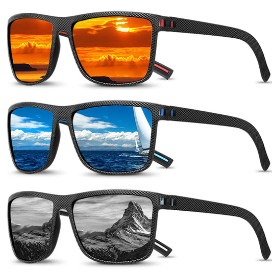 Men's Polarized Plastic Square Sunglasses