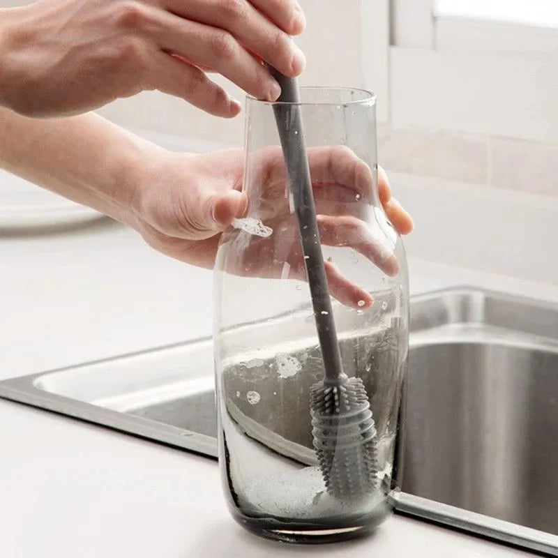 Brosse à tasse en silicone à long manche pour le nettoyage de la cuisine